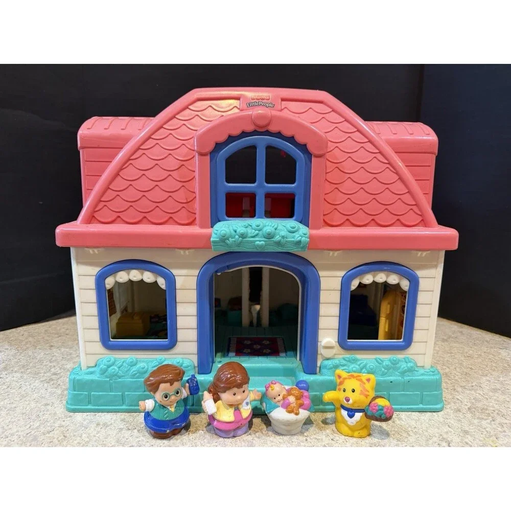 Fisher-Price Little People Surprise & Sounds Home Pink Dollhouse +4 Figures